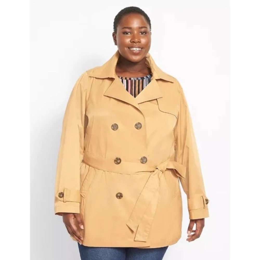 Lane Bryant Camel Tan Short Trench Coat